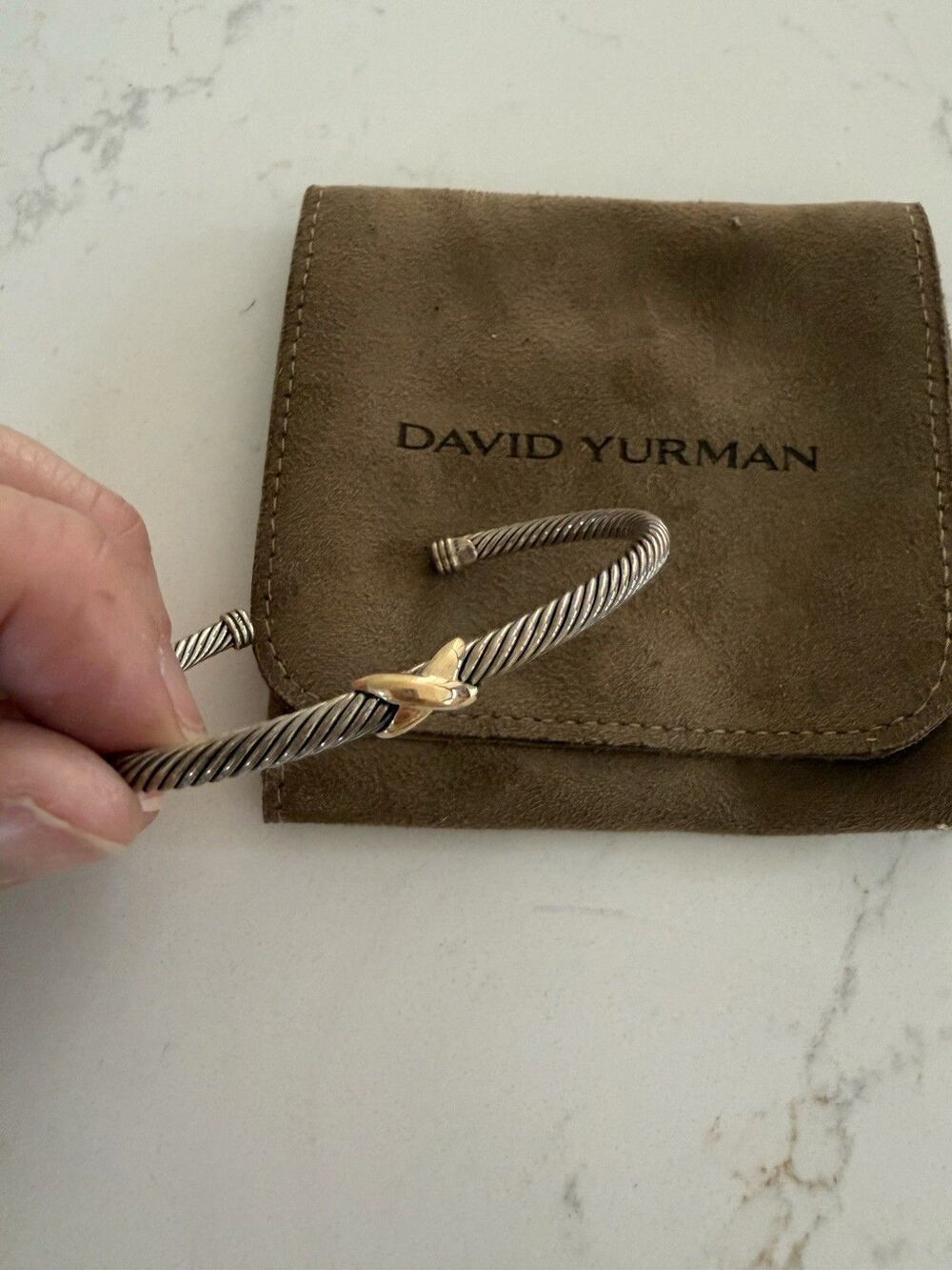 David Yurman 5mm Cable Classics X Bracelet Sterling Silver 14K Gold Medium